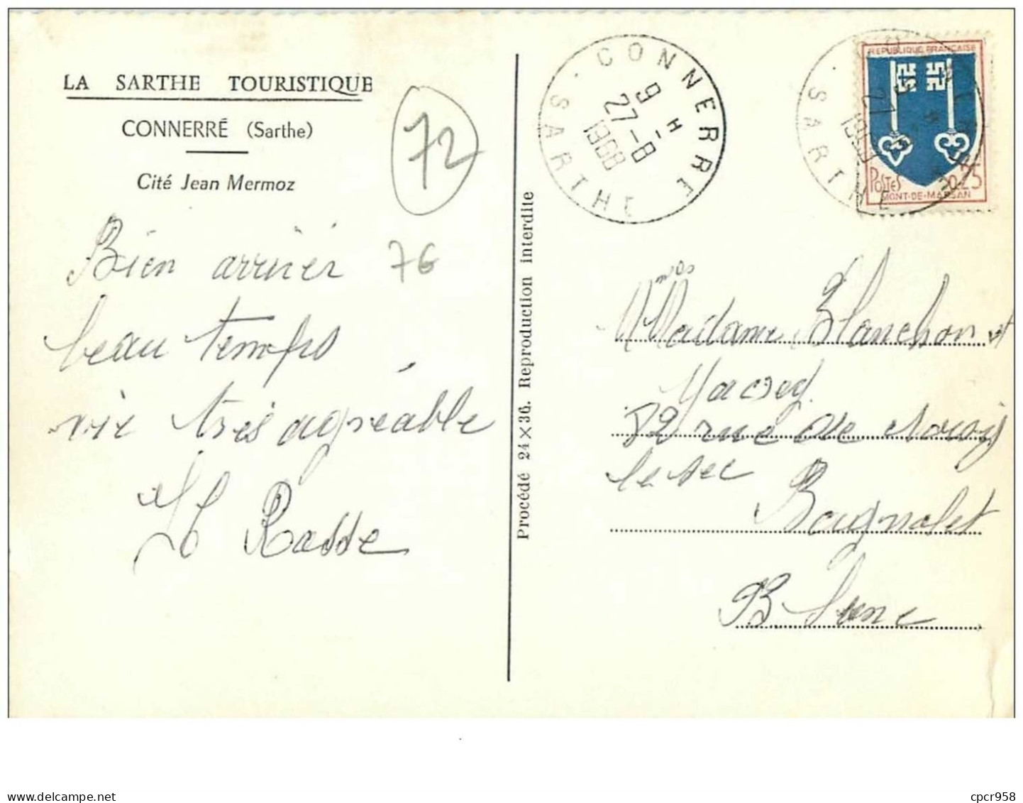 72 .n°39882 . Connerré.cite Jean Mermoz .cpsm 15 X 10 Cm . - Connerre