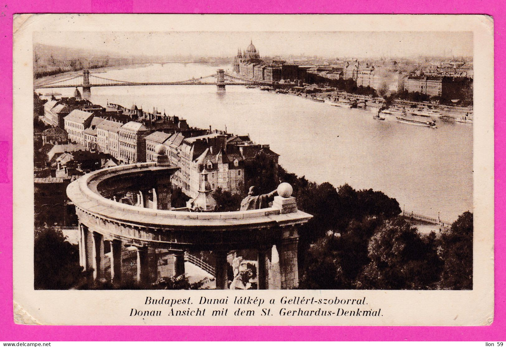 294596 / Hungary - Budapest - Donau Ansicht Mit Dem St. Gerhardus-Denkmal Bridge PC 1940 USED 16 F. Tsar's Crown - Lettres & Documents