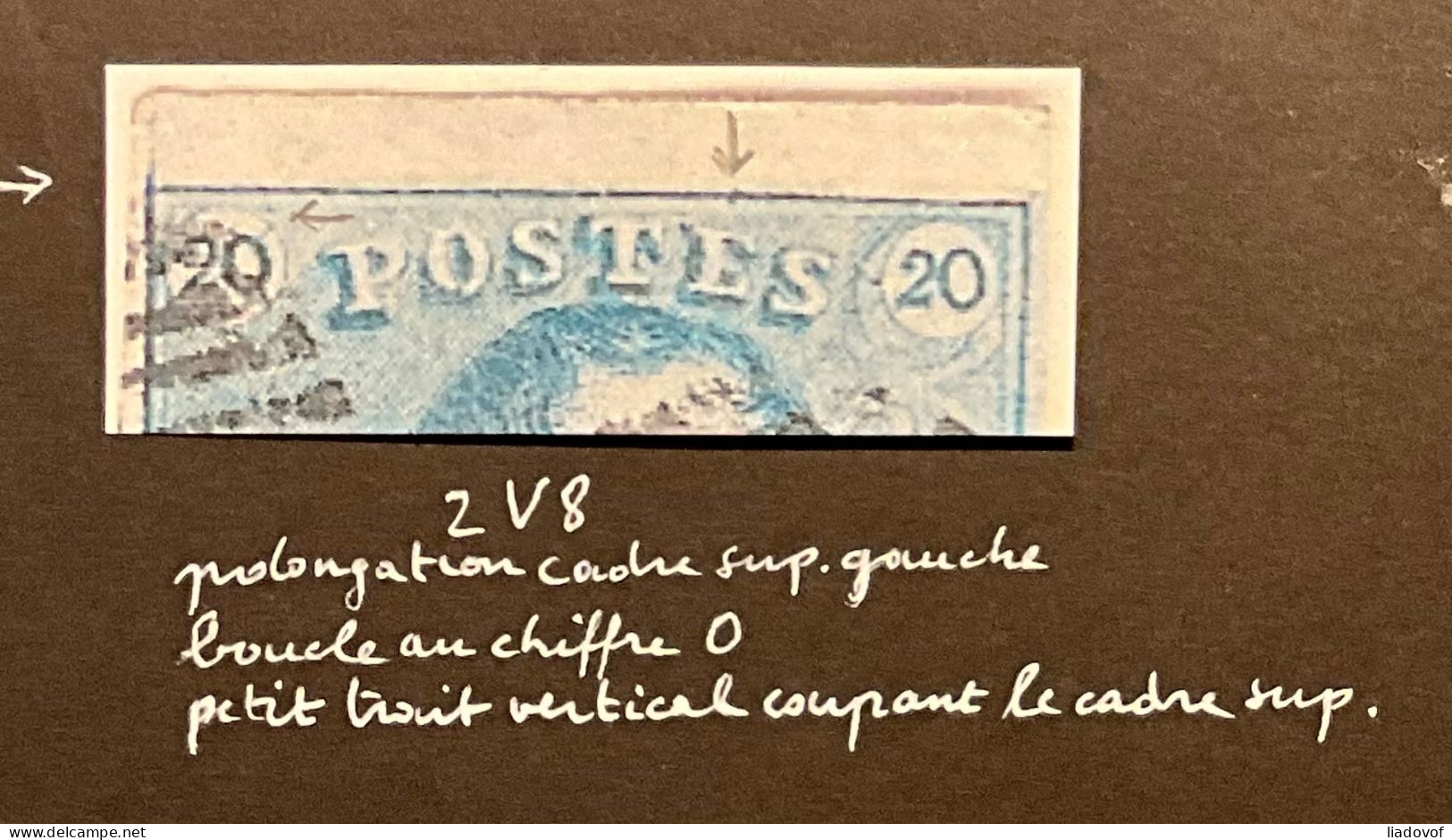 Epaulet OBP 2AV8 - 20c Blauw -  P24 BRUXELLES - Pos.107 - Bord De Veuille - 1849 Epaulettes