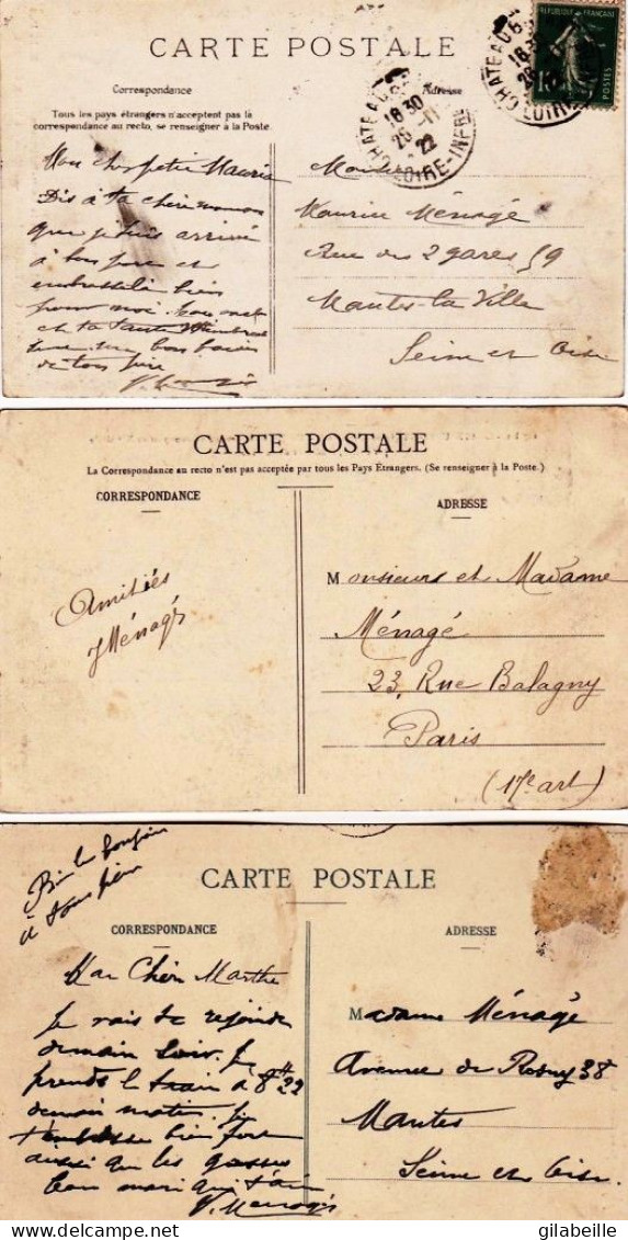 44 - CHATEAUBRIANT - Entrée ,colonnade Et Donjon Du Chateau - LOT 3 CARTES - Châteaubriant