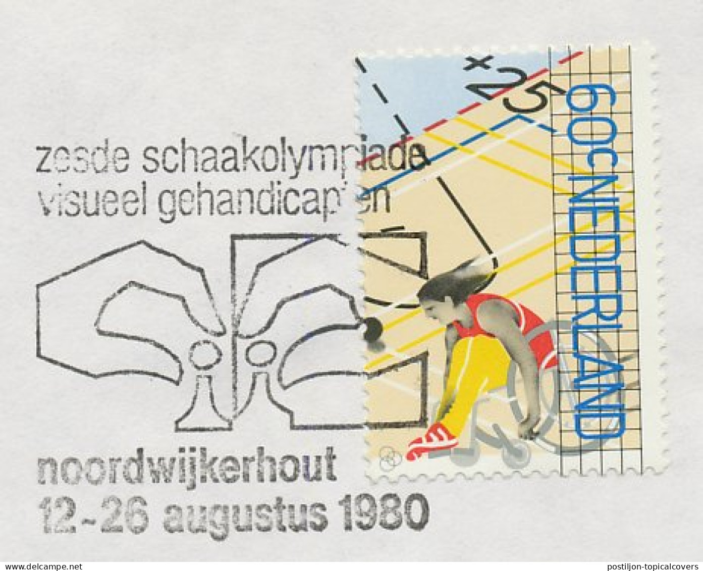 Cover / Postmark Netherlands 1980 Chess Olympiad Noordwijkerhout - Visually Impaired - Unclassified