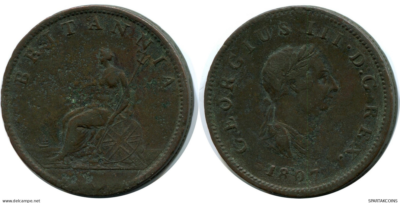 FARTHING 1807 UK GRANDE-BRETAGNE GREAT BRITAIN Pièce #AZ778.F.A - A. 1 Farthing