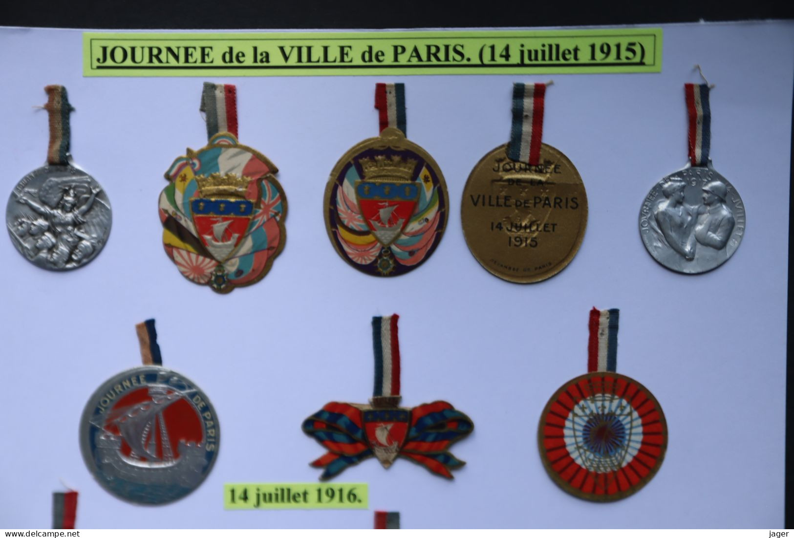 Collection D'insignes De Journée  Ville De Paris 14 Juillet 1915 1916 1917 - 1914-18