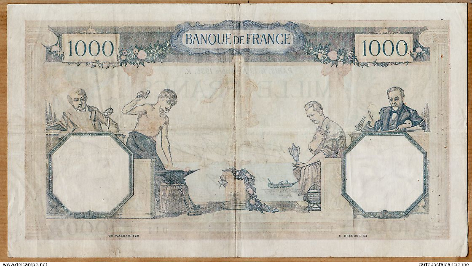 05969 / Billet MILLE 1000 FRANCS Type CERES Et MERCURE PARIS 19 Novembre 1936 K Alphabet U.2662 -011 N°66544011 - 1 000 F 1927-1940 ''Cérès Et Mercure''