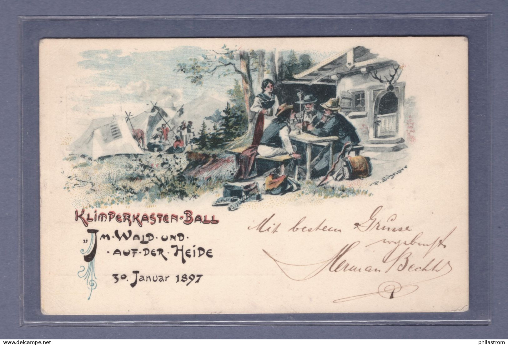 Württemberg GA Orts-Privat-Karte - Klimperkasten Ball 30. Januar 1897 Stuttgart - Stuttgart 2 FEB 97  (2YQ-349) - Entiers Postaux