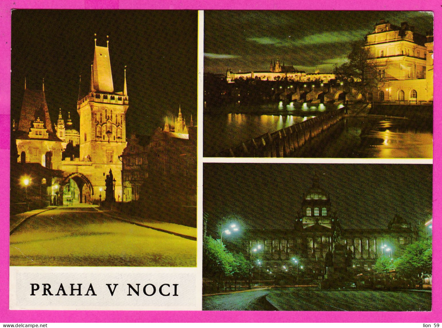 294640 / Czechoslovakia - Praha Night National Museum Hradcany Bridge Tower PC 1971 Praha USED 30h Czech Towns - Košice - Brieven En Documenten