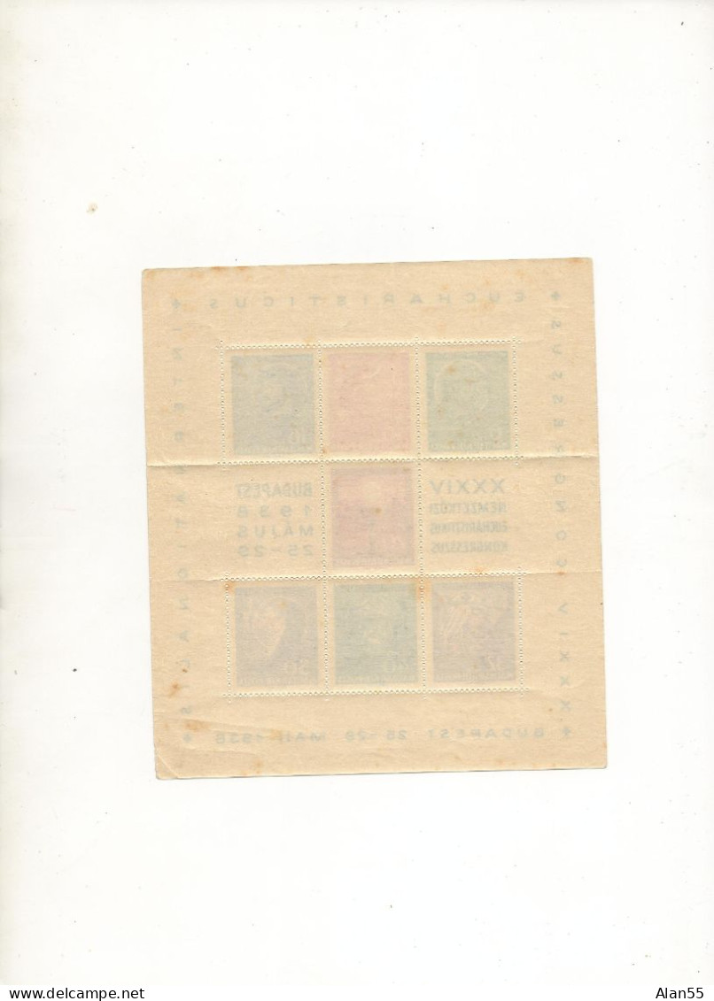 HONGRIE.1938."CONGRES EUCHARISTIQUE". BLOC-FEUILLET N°3.NEUF.  - Blocks & Sheetlets