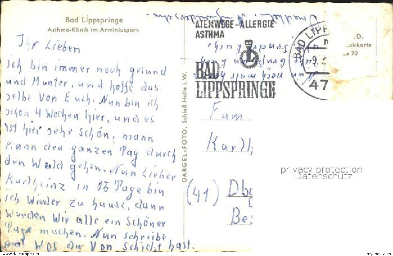 72200318 Bad Lippspringe Astma-Klinik Bad Lippspringe - Bad Lippspringe