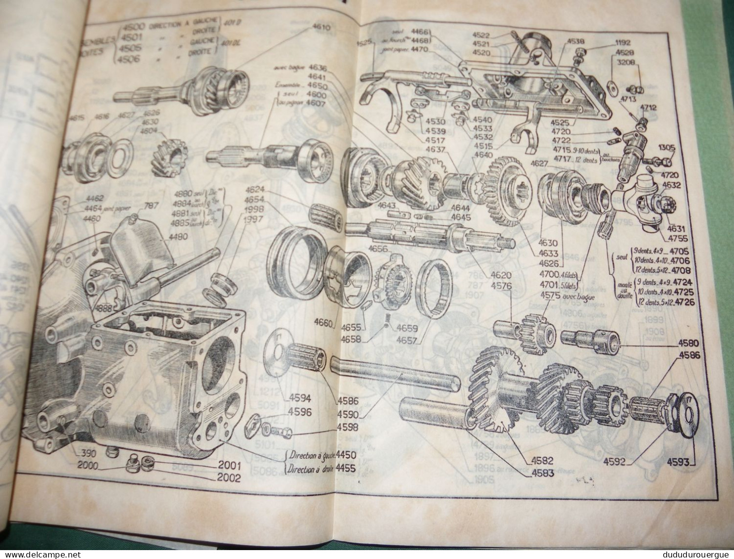 PEUGEOT : PLANCHES DES ENSEMBLES DES PIECES DETACHEES DES VOITURES 10 CV. 401 D , 401 DL , 1935 - Cars