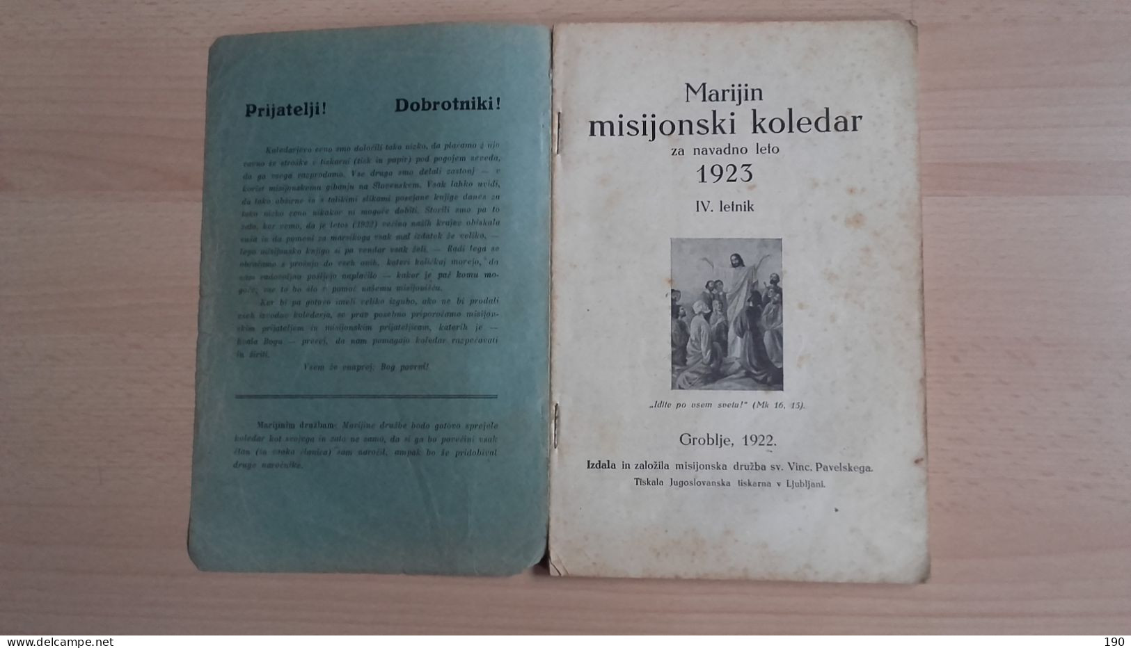 Marijin Misijonski Koledar 1923.Groblje(Domzale).Misijonska Druzba Sv.Vinc.Pavelskega.Missionary Calendar - Idiomas Eslavos