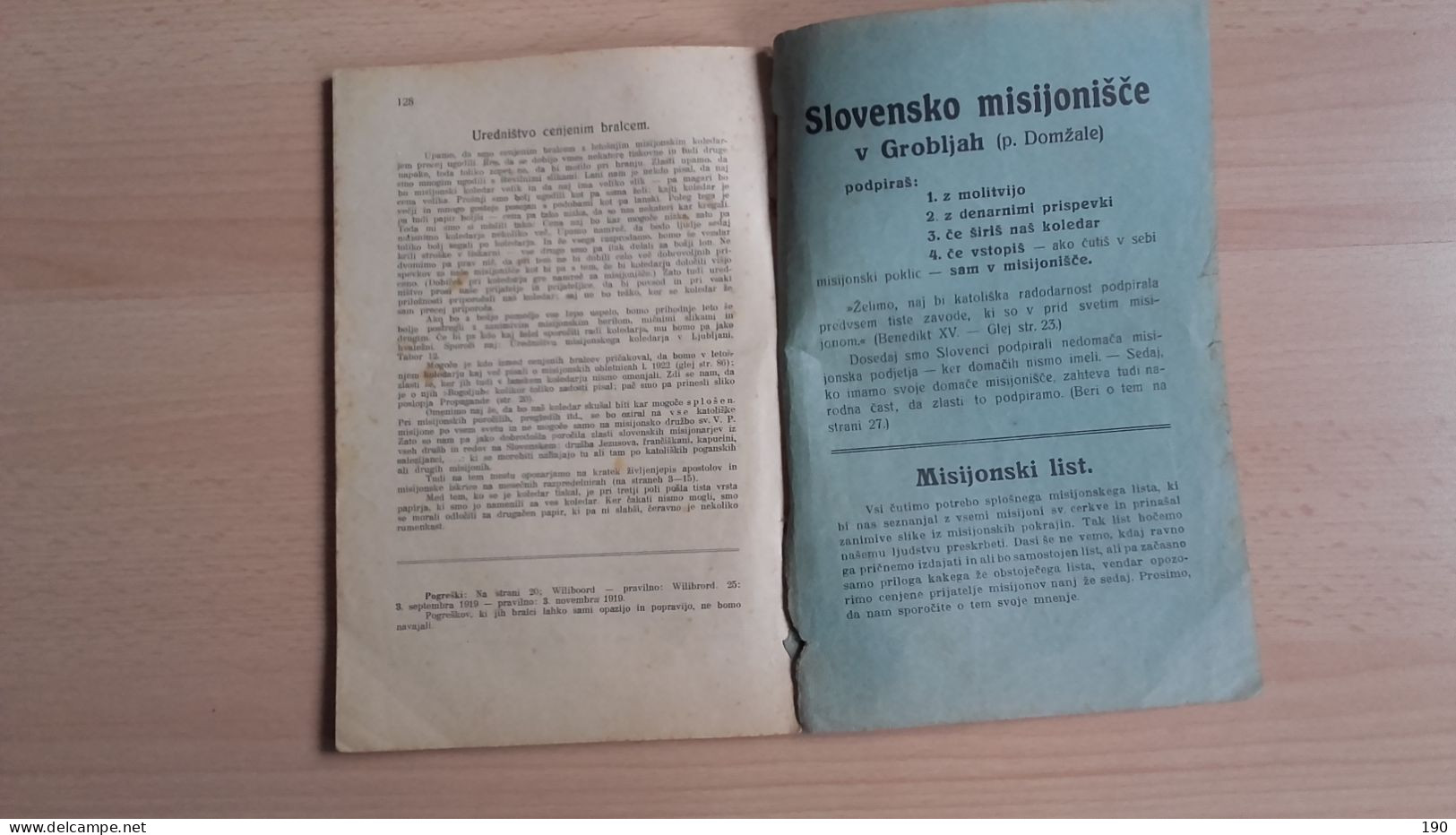 Marijin Misijonski Koledar 1923.Groblje(Domzale).Misijonska Druzba Sv.Vinc.Pavelskega.Missionary Calendar - Slawische Sprachen