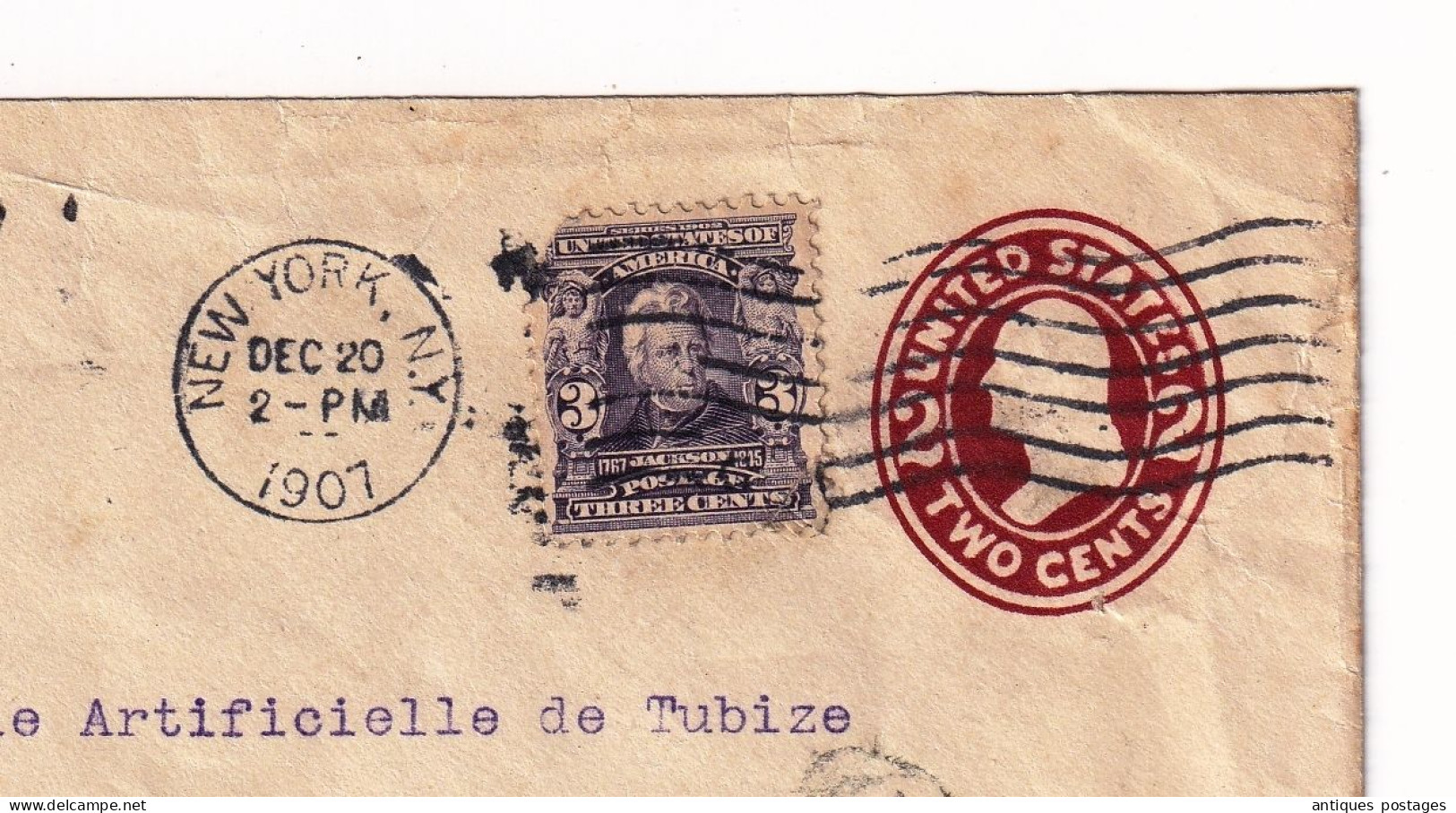 Lettre New York USA 1907 Bruxelles Belgique Fabrique De Soie Artificielle De Tubize Silk - Covers & Documents
