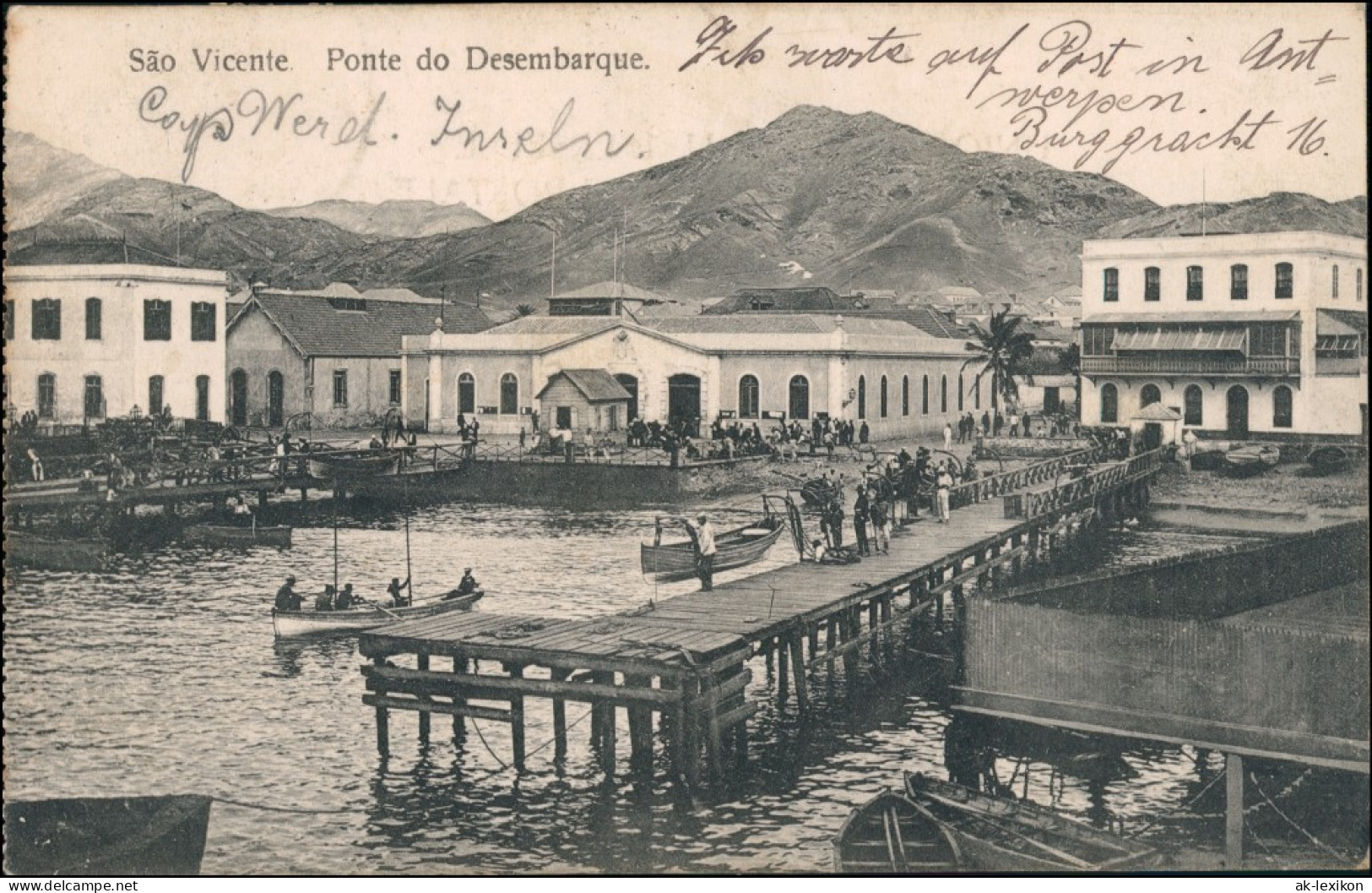 Postcard São Vicente (Kap Verde) Hafen Stadt - Gel. 1909 - Cape Verde