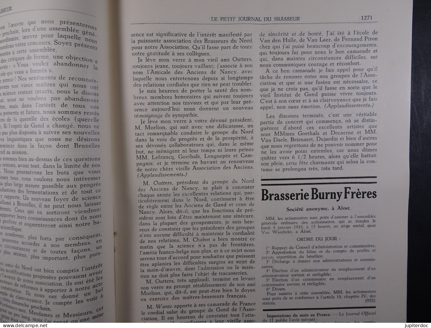 Le Petit Journal Du Brasseur N° 1754  De 1933 Brasserie Belgique Bières Publicité Matériel Brassage Brouwerij - 1900 - 1949