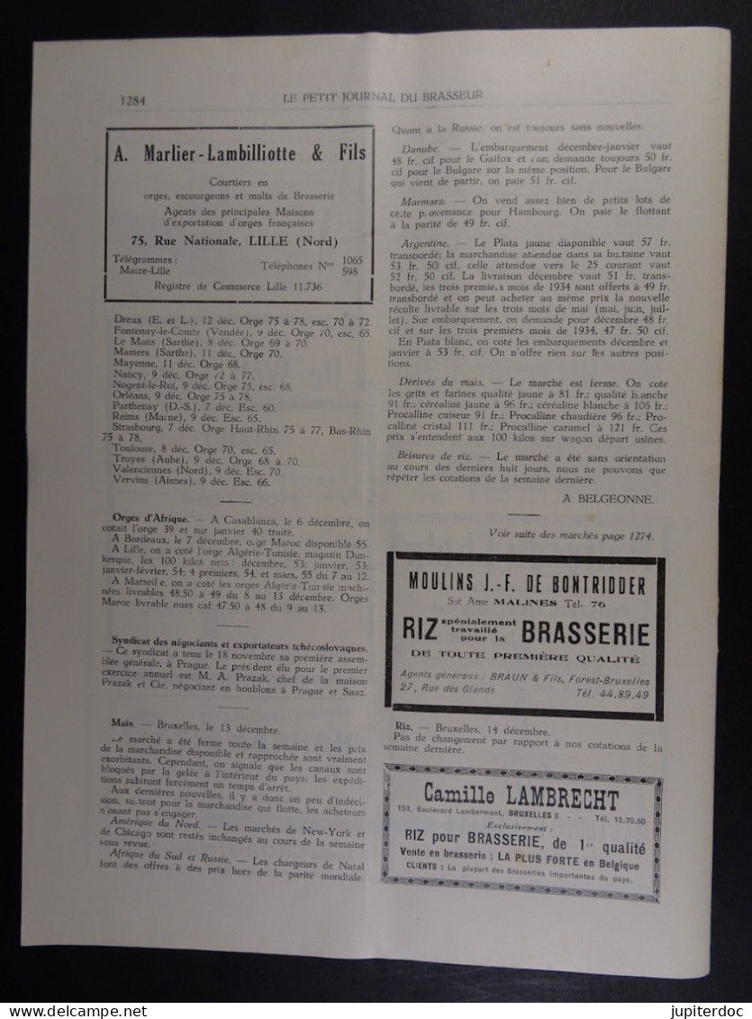 Le Petit Journal Du Brasseur N° 1754  De 1933 Brasserie Belgique Bières Publicité Matériel Brassage Brouwerij - 1900 - 1949