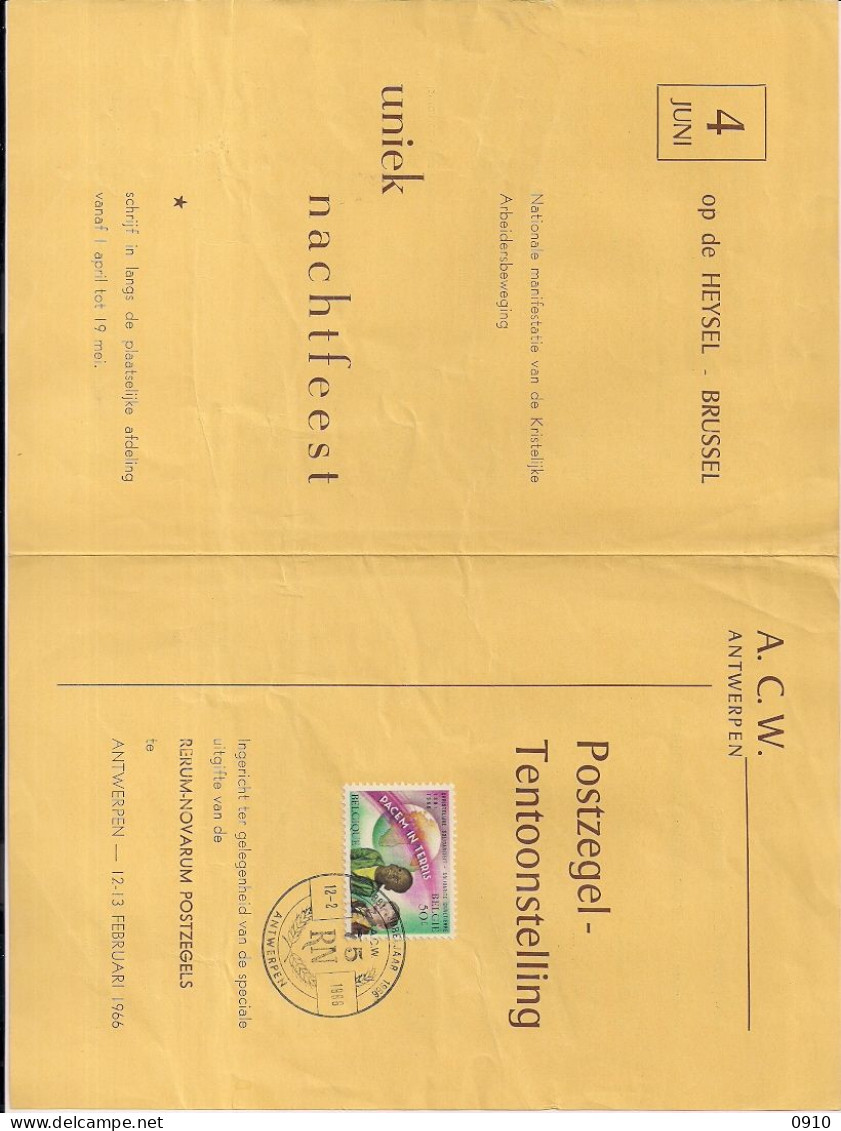 FDC 179 (8X) RERUM NOVARUM-12.2.1966-DIVERSE AFSTEMPELINGEN+BROCHURE A.C.W. ANTWERPEN - 1961-1970