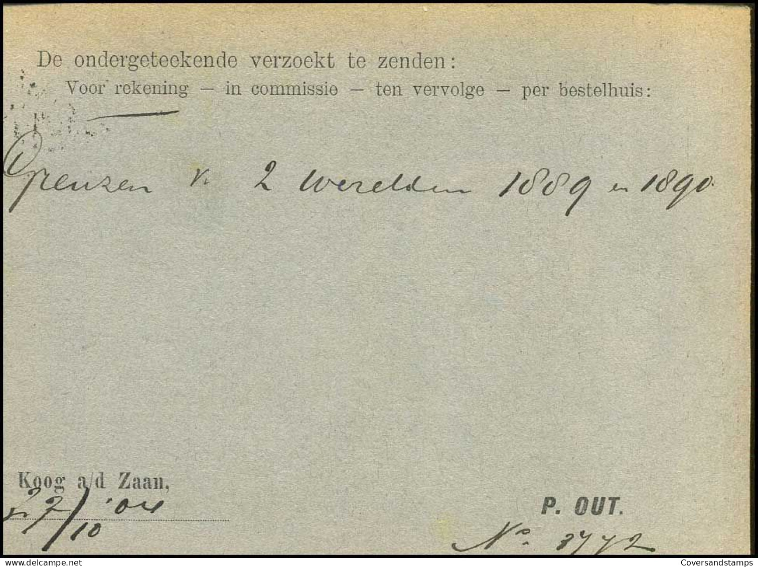 Bestelkaart Voor Boekwerken Enz. - "Firma A.J. Van Huffel, Utrecht" - Briefe U. Dokumente