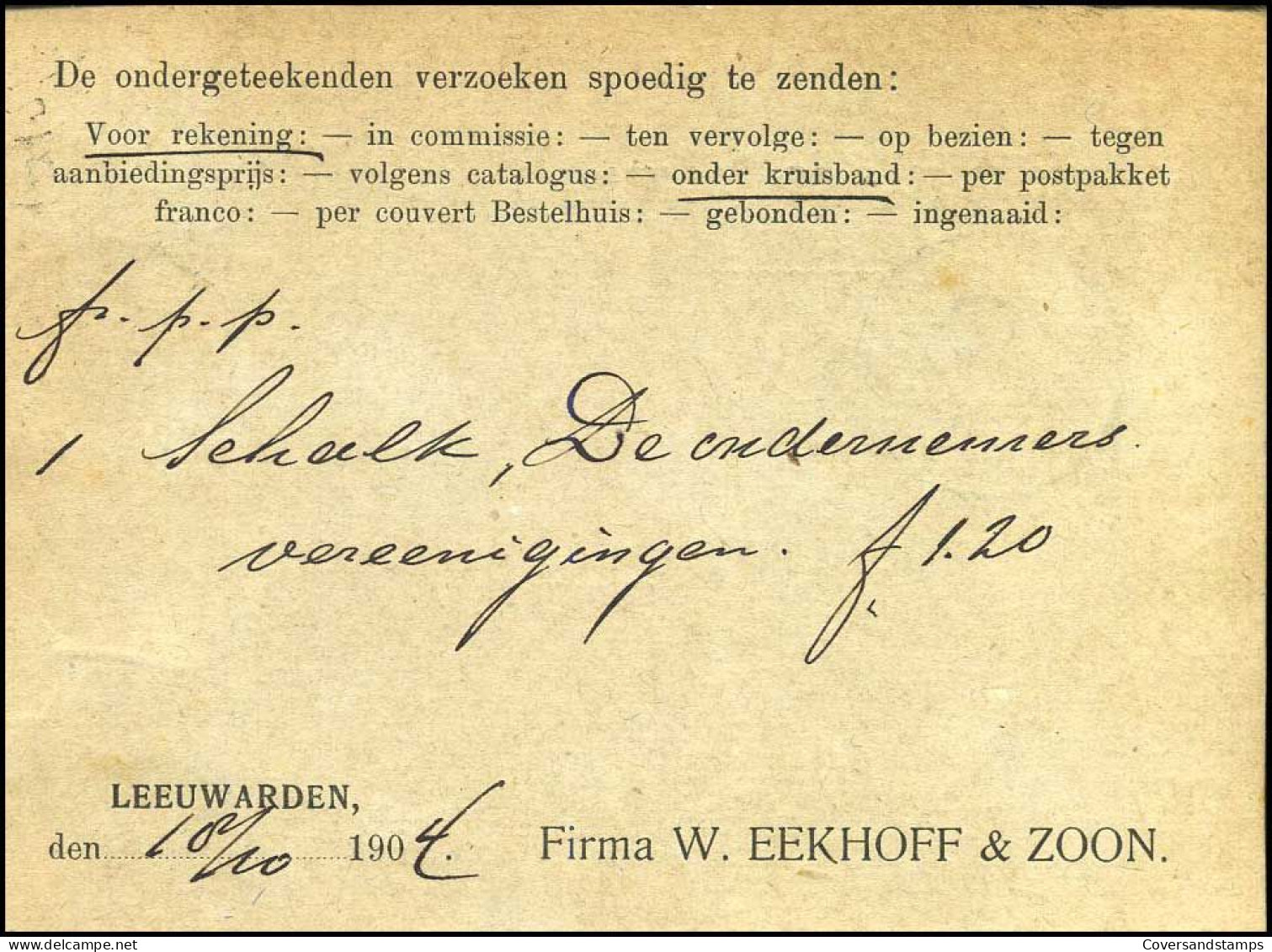 Bestelkaart Voor Boekwerken Enz. - "Firma A.J. Van Huffel, Utrecht" - Lettres & Documents
