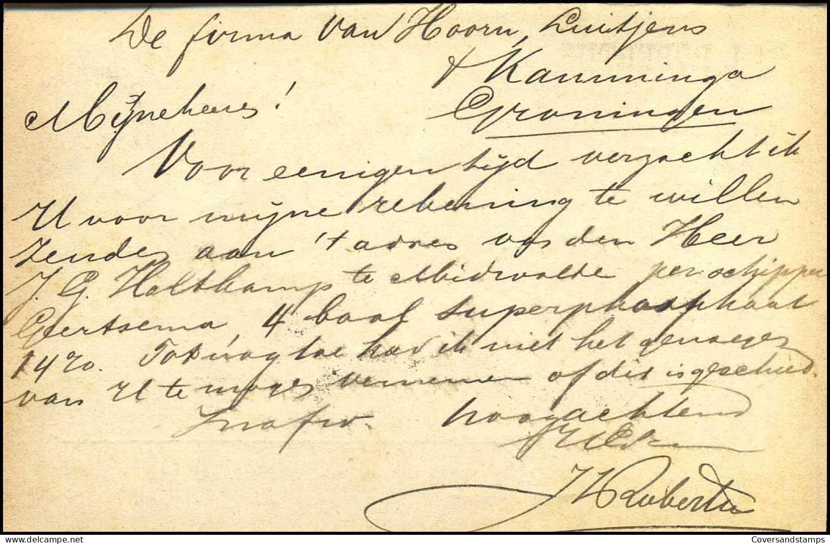 Briefkaart - "J.L. Robertus, Winschoten" - Cartas & Documentos