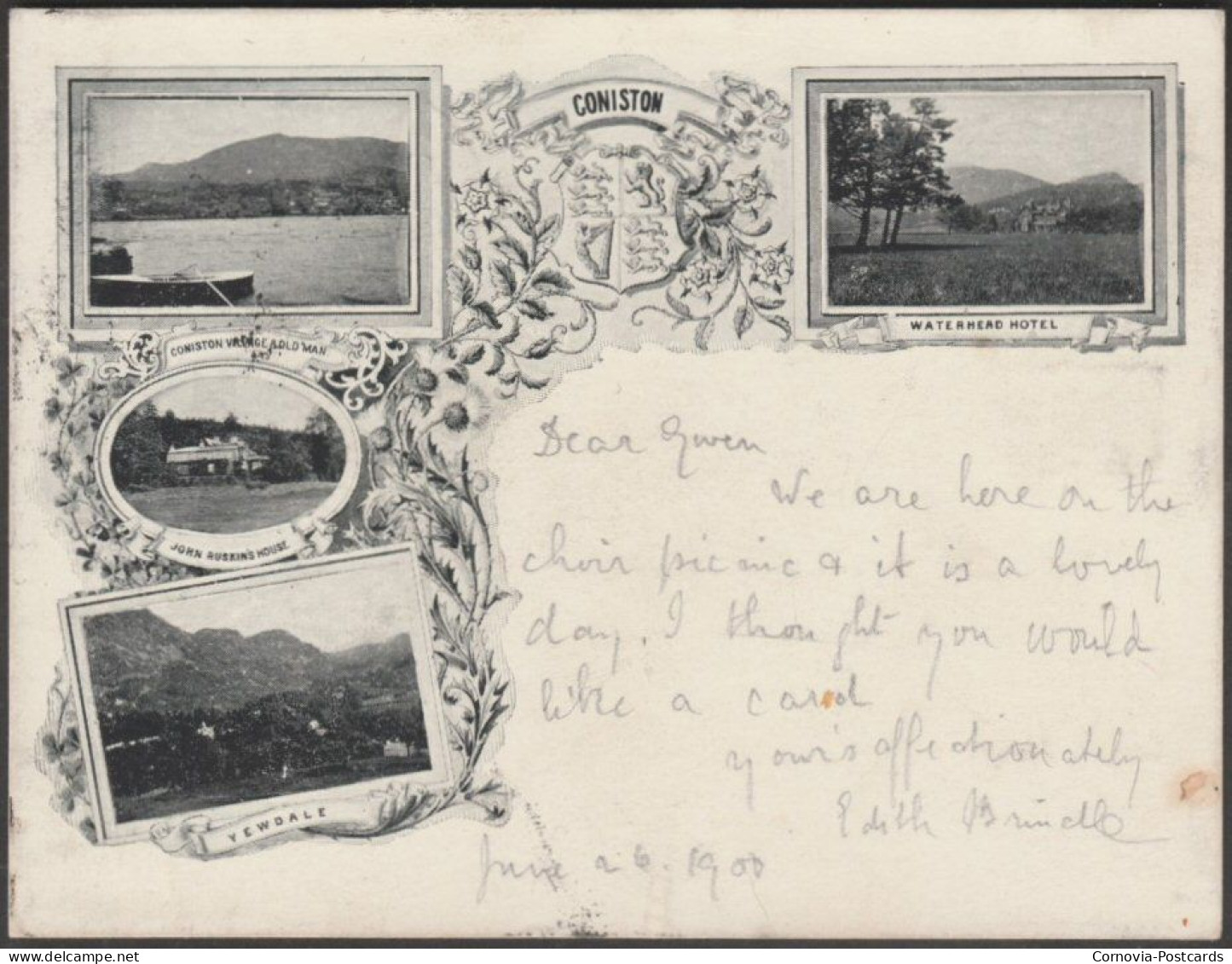 Court Card - Coniston, Lancashire, 1900 - Valentine's Postcard - Andere & Zonder Classificatie