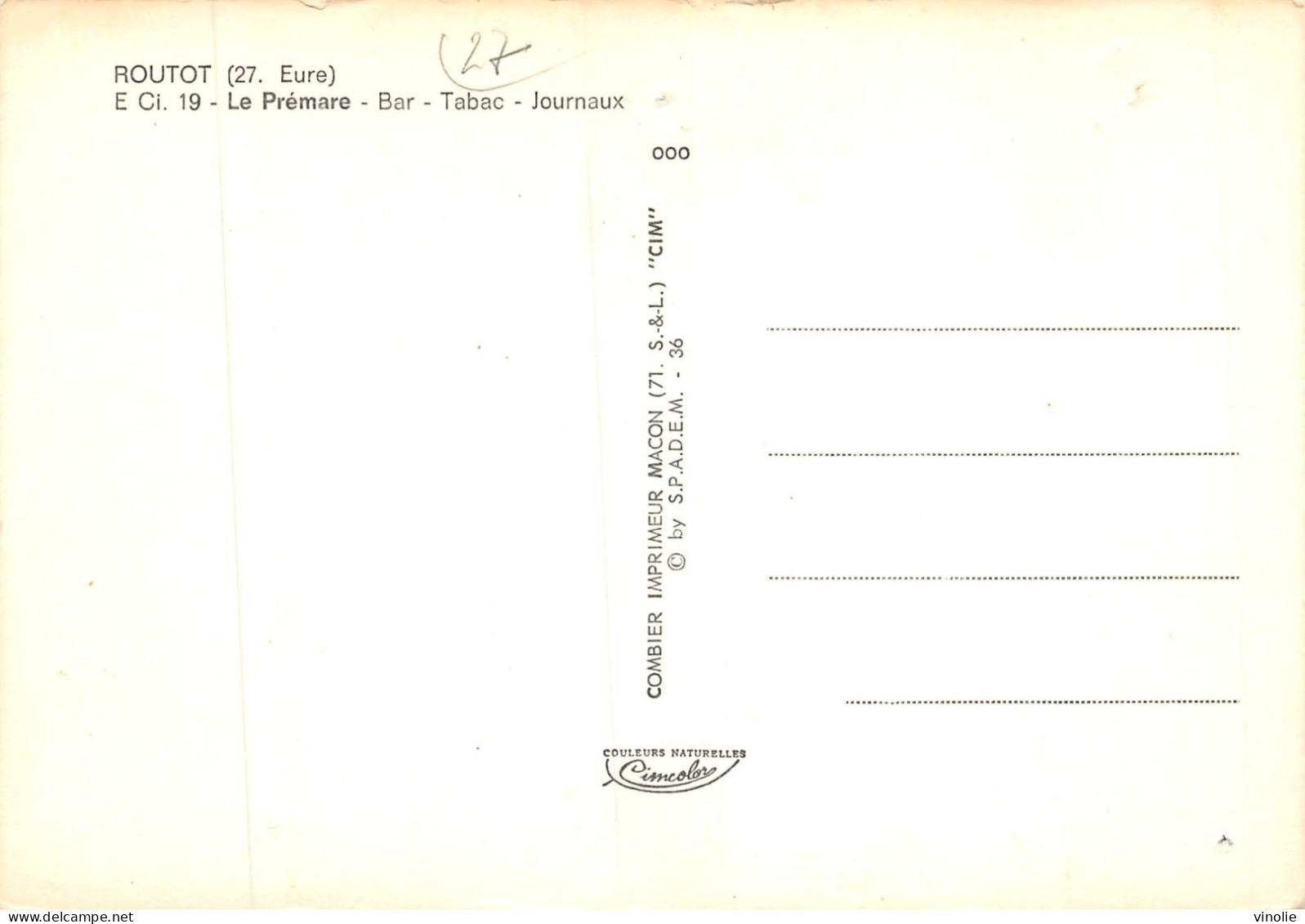 P-24-T. H. : 5822 : ROUTOT. BAR-TABAC LE PREMARE - Routot