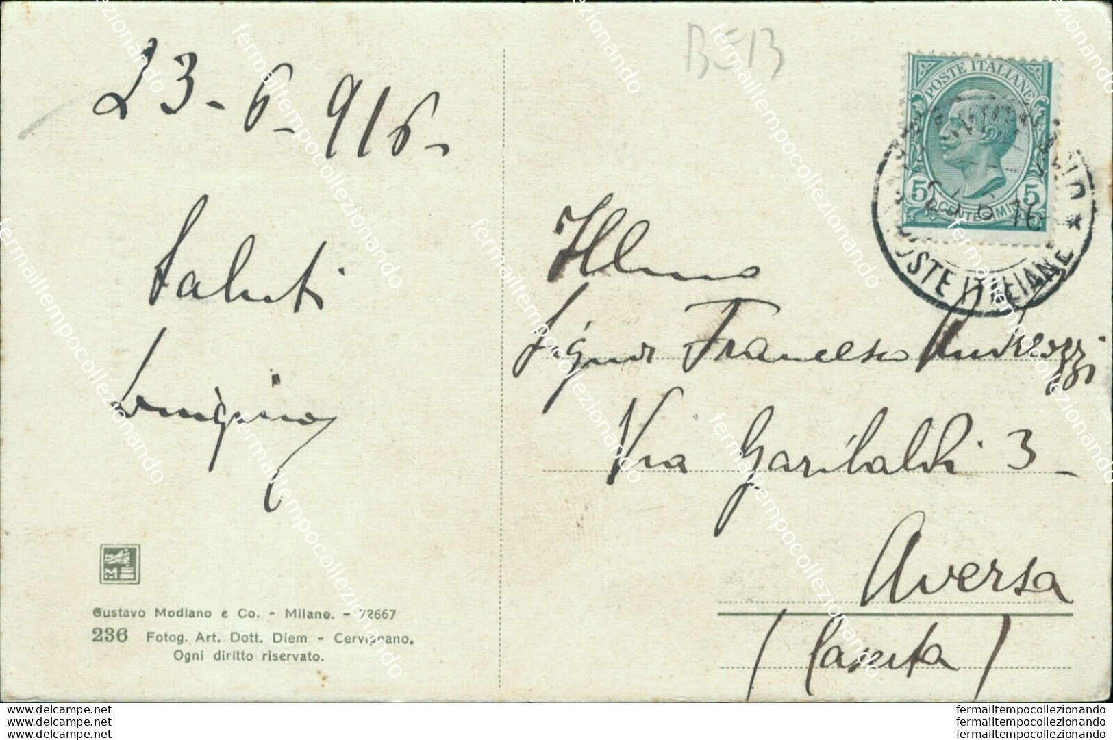 Be13 Cartolina Dall'italia Redenta Terzo 1916 Provincia Di Udine - Udine