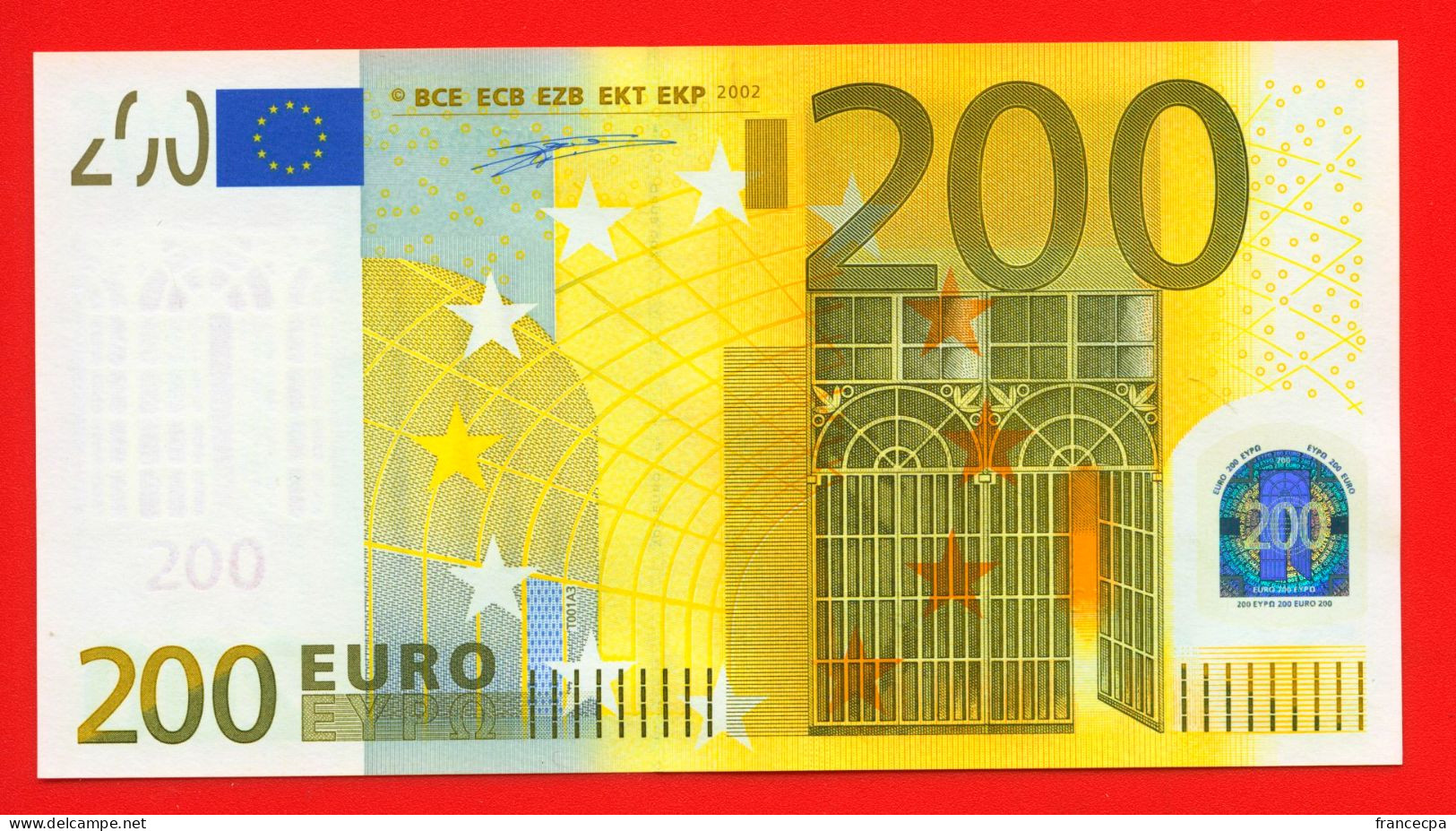 03 - BILLET 200 EURO 2002 NEUF Signature Wim Duisenberg N° U21001027253 - Imp T001A3 - 200 Euro