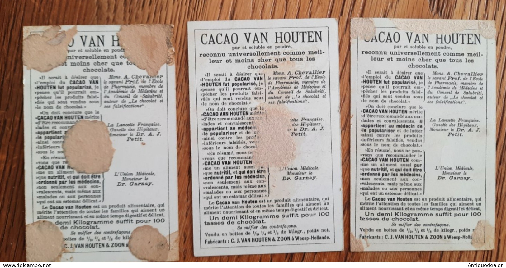 3 Chromos Cacao Van Houten Scènes Personnages - Van Houten