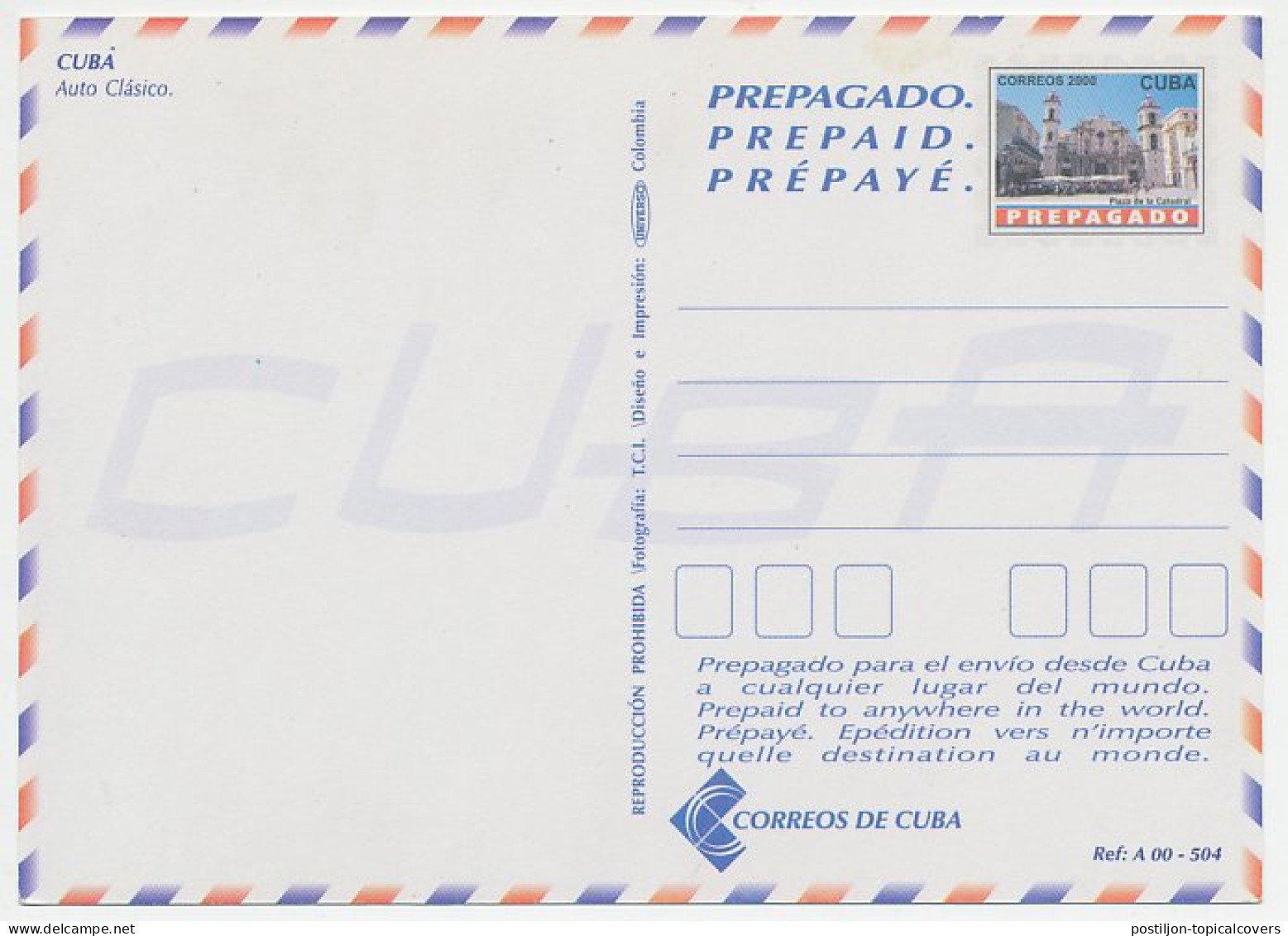 Postal Stationery Cuba 2000 Car  - Automobili