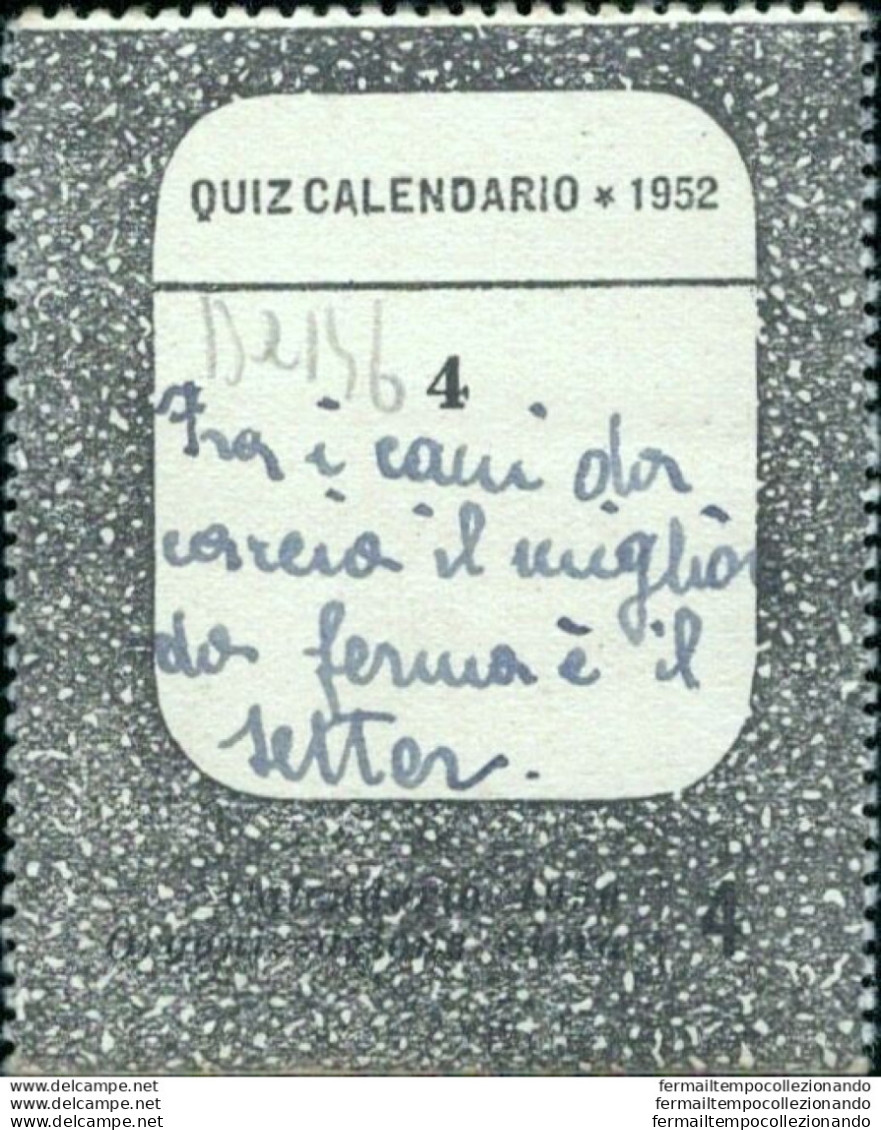 Bq146 Figurina Card Quiz Calendario 1952 N 4 - Andere & Zonder Classificatie