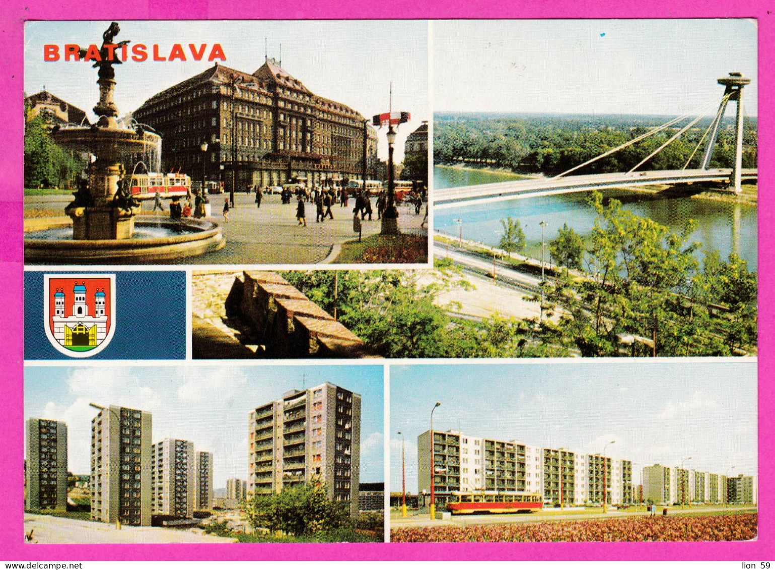 294655 / Slovakia BRATISLAVA - Building Bridge Tram PC 1976 USED 30h President Gustav Husak ,Flamme Czechoslovakia - Storia Postale