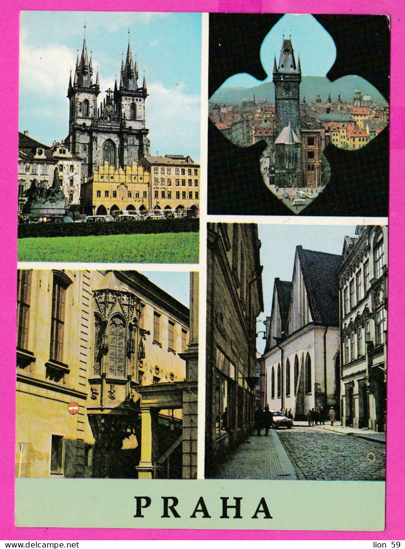 294658 / Czechoslovakia - PRAHA - 4 View Týn Church Jan Hus Monument , Karolinum PC 1968 USED 30h 1968 President Svoboda - Cartas & Documentos