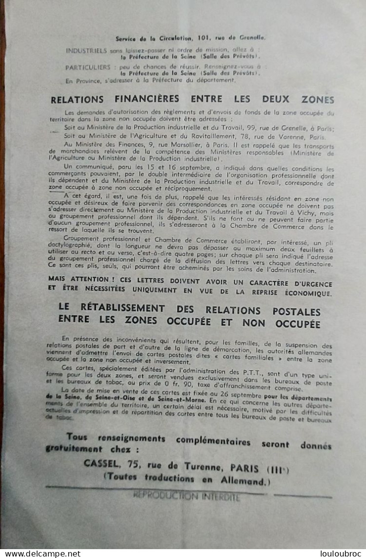 NOUVELLES DISPOSITIONS CONCERNANT LA LIBERATION DES PRISONNIERS 8 PAGES ET FORMALITES - 1939-45