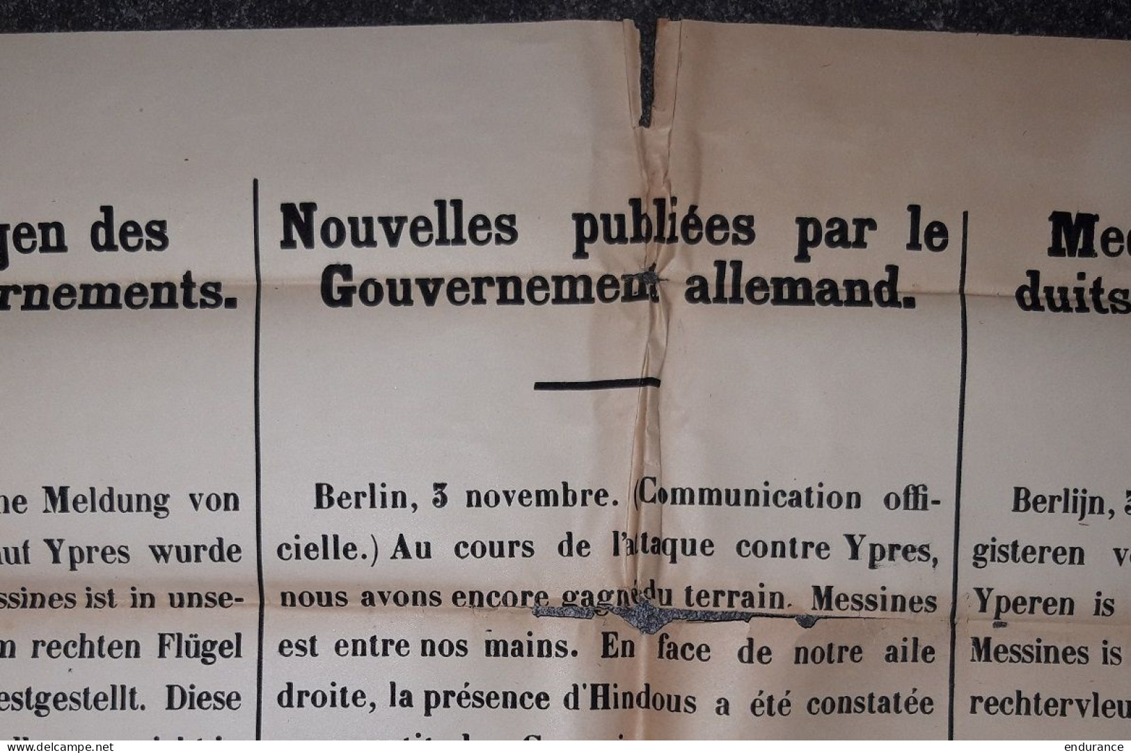 Placard - Nouvelles Publiées Par Le Gouvernement Allemand (chute De Messines, Emprunt De Guerre, Combats En Pologne Russ - 1914-18