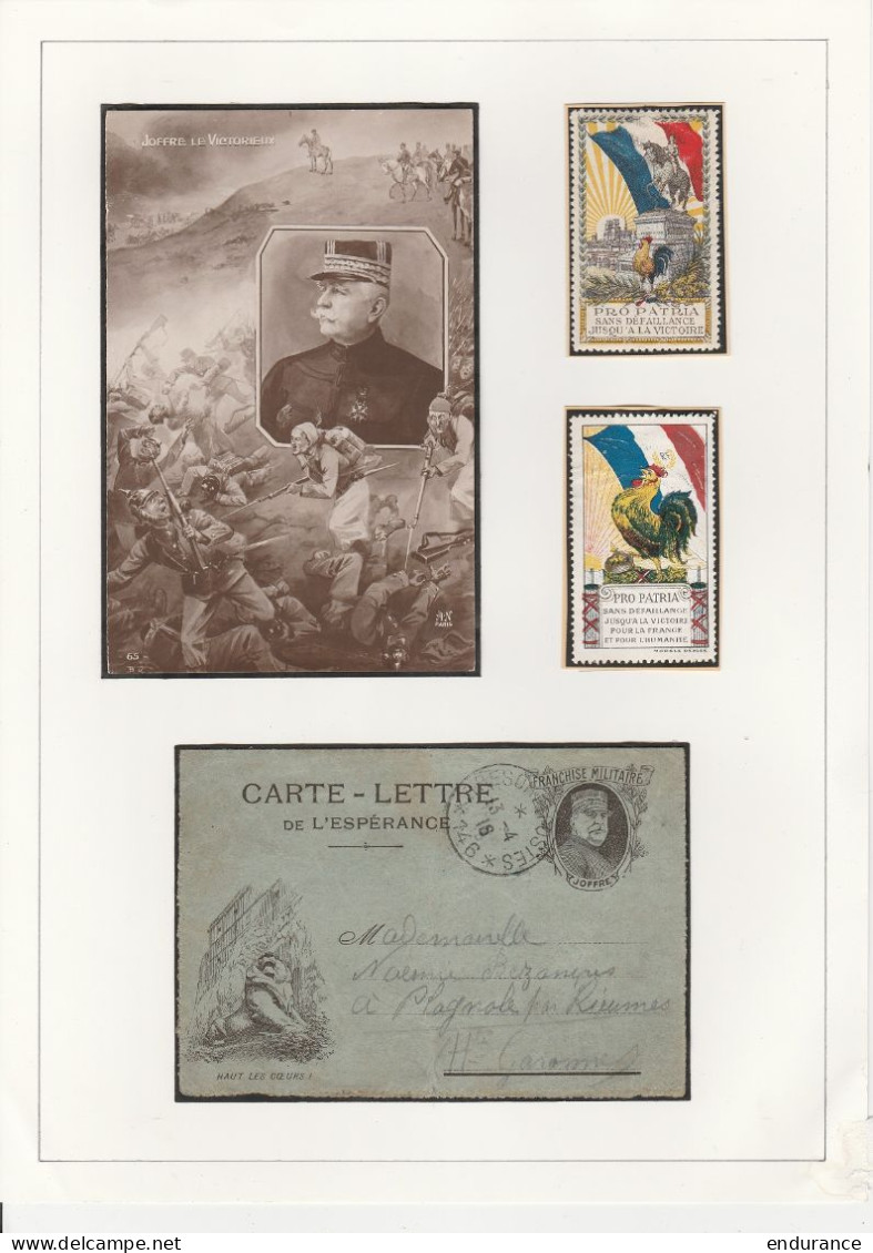 Maréchal Joffre - Superbe collection de cartes postale, vignettes, timbres, photos et documents dédiée au héros de la Gu