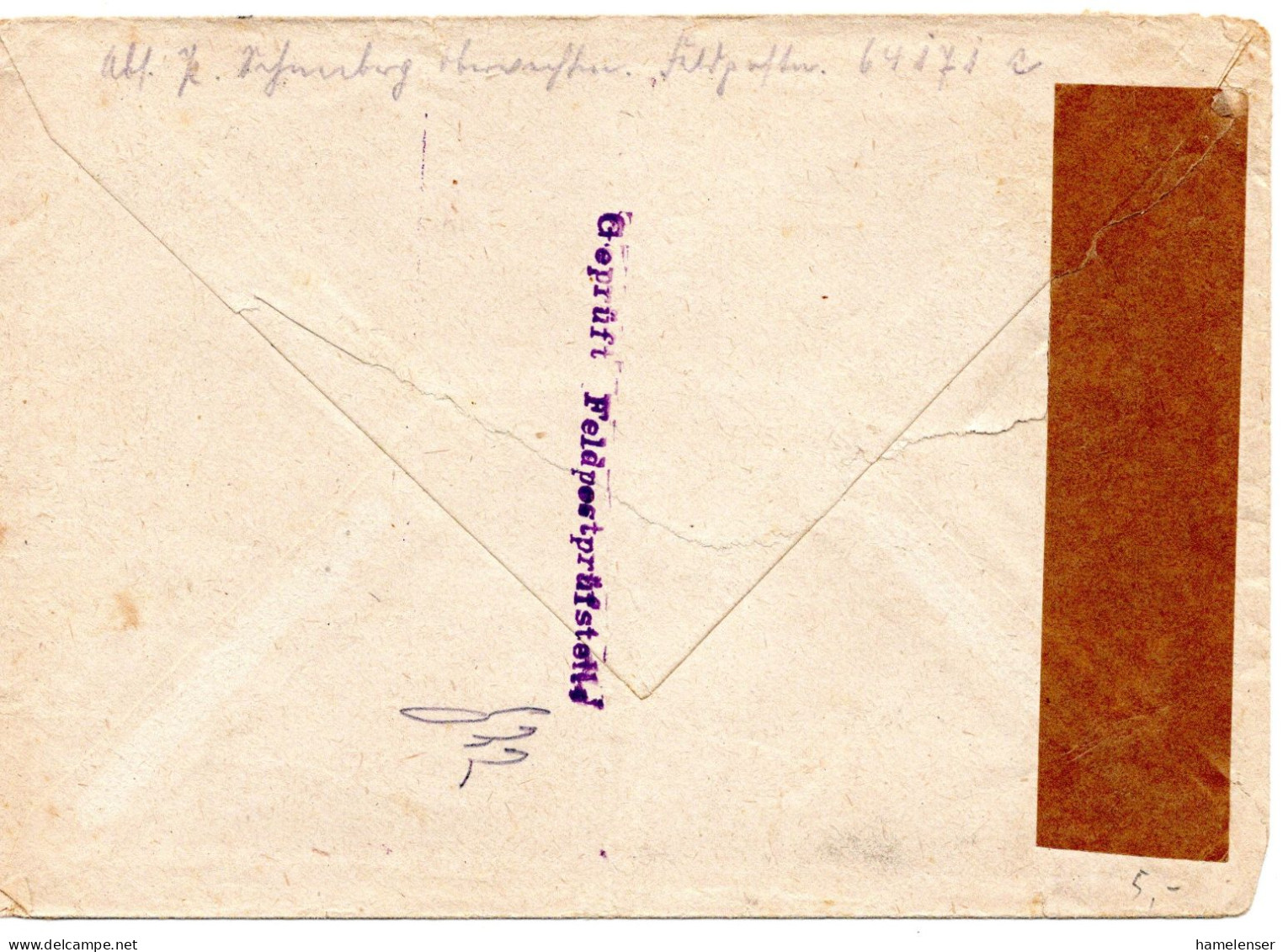 65478 - Deutsches Reich - 1945 - FpBf (#64171A / 22.2.45) FELDPOST -> Keffenbrink, Rs Dt Feldpost-Zensur - Lettres & Documents