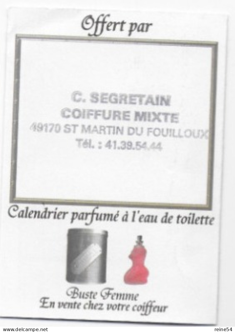 Calendrier De Poche 2005 Parfumé à L'eau De Toilette Buste Femme Distri Coiff'  Distrib. Segretain (49) - Tamaño Pequeño : 2001-...