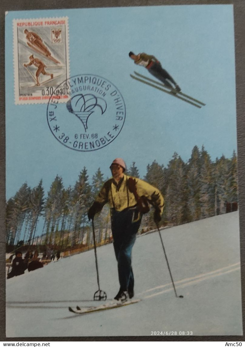 10 CP JO Grenoble 1968 Timbre 1er Jour Sport Hiver Ski Patin à Glace Jeux Olympique - Olympic Games