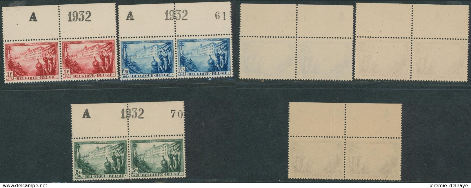 Antituberculeux (1932, La Hulpe) - Série Complète En Paire çàd N°356/62 + BDF Et Inscription Marginale (lettre + Année) - Unused Stamps