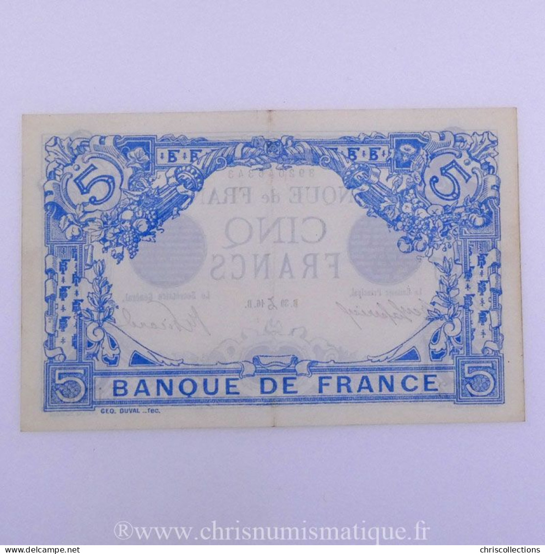 5 Francs Bleu 30.12.1916, X.15682/343, TTB - 5 F 1912-1917 ''Bleu''