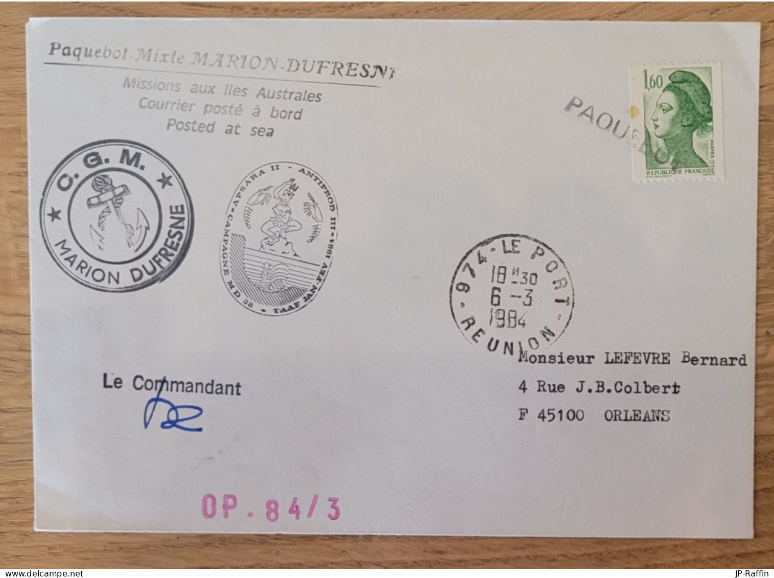 Lot De 5 Enveloppes De La Campagne Apsara II 1984 Marion Dufresne - Collections, Lots & Séries