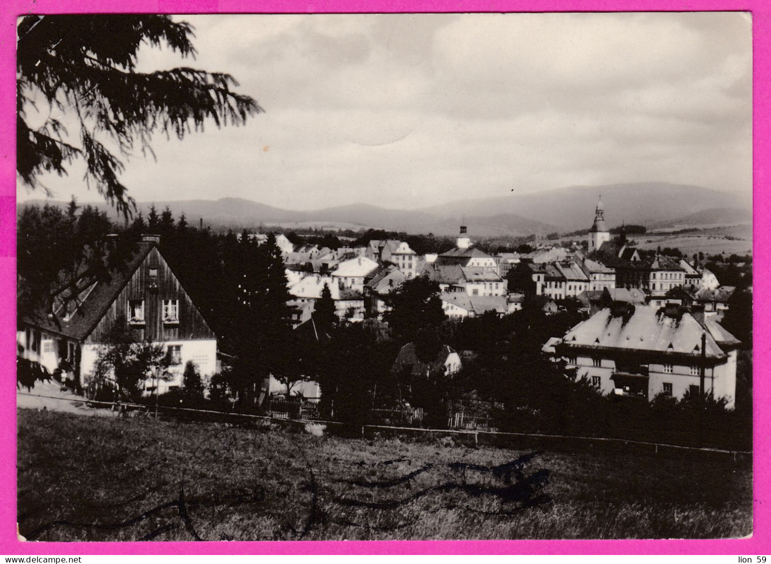 294676 / Czechoslovakia - Rýmařov - Panorama City House Church PC 1955 USED 60h+30h President Zapotocky - Covers & Documents