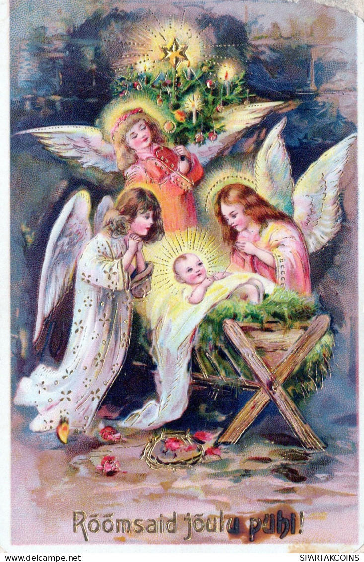 ANGELO Buon Anno Natale Vintage Cartolina CPA #PAG700.A - Angeli