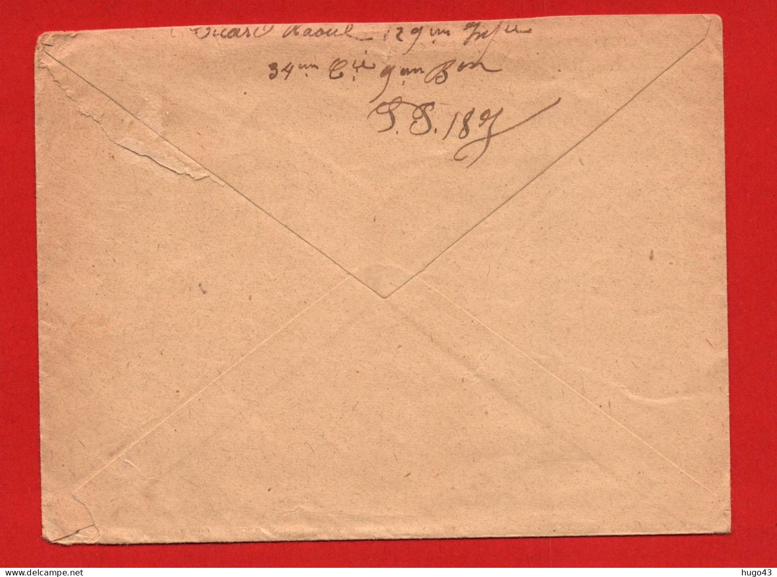 (RECTO / VERSO) ENVELOPPE AVEC CACHET TRESOR ET POSTES LE 11/5/1917 - SECTEUR POSTAL 187 - Storia Postale