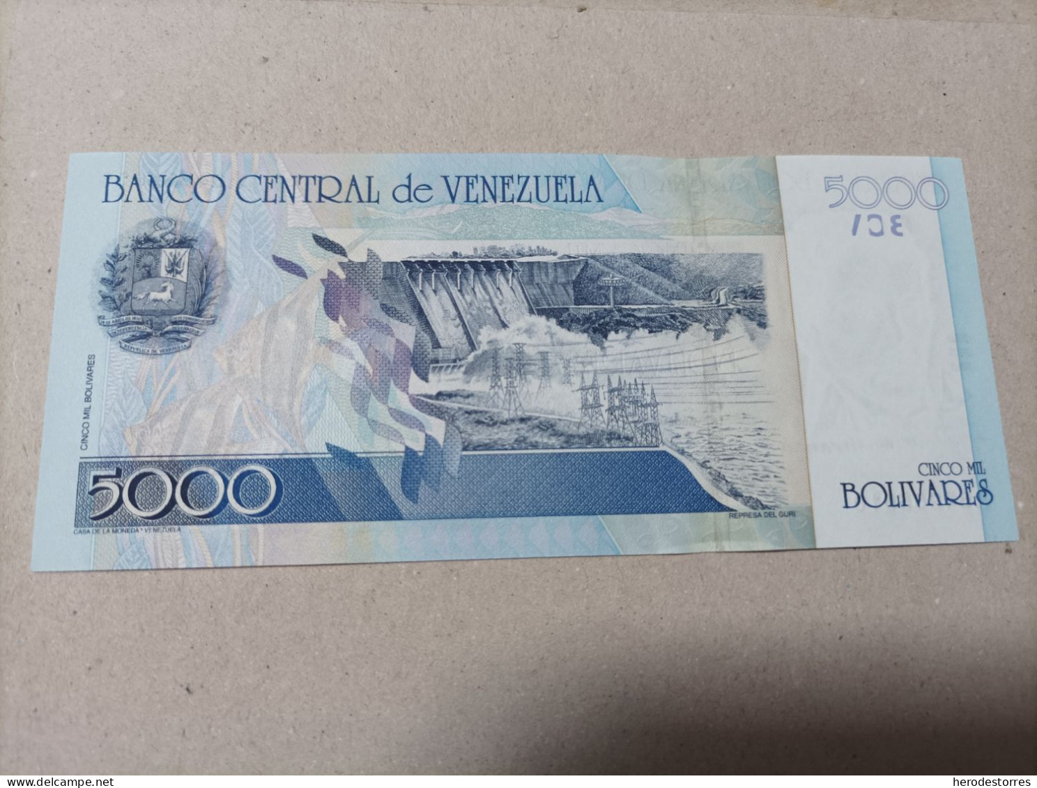 Billete Venezuela, 5000 Bolivares, Año 2002, Serie A, UNC - Venezuela