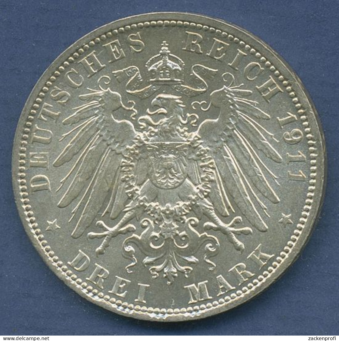 Bayern 3 Mark 1911 D, Prinzregent Luitpold, J 49 Vz/st (m6235) - 2, 3 & 5 Mark Silver