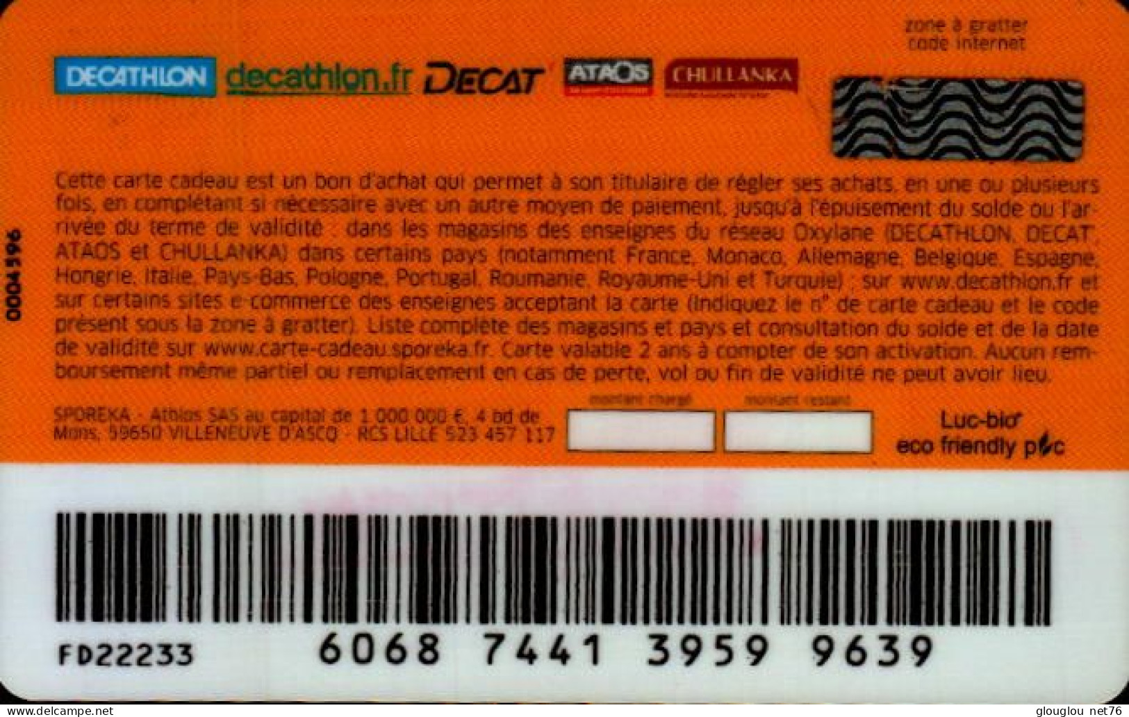 CARTE CADEAU  ...DECATHLON - Treuekarten