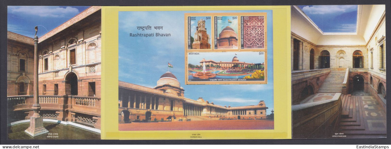 Inde India 2011 MNH MS Presentation Pack, Rashtrapati Bhavan, British Architecture, President, Garden, Miniature Sheet - Brieven En Documenten