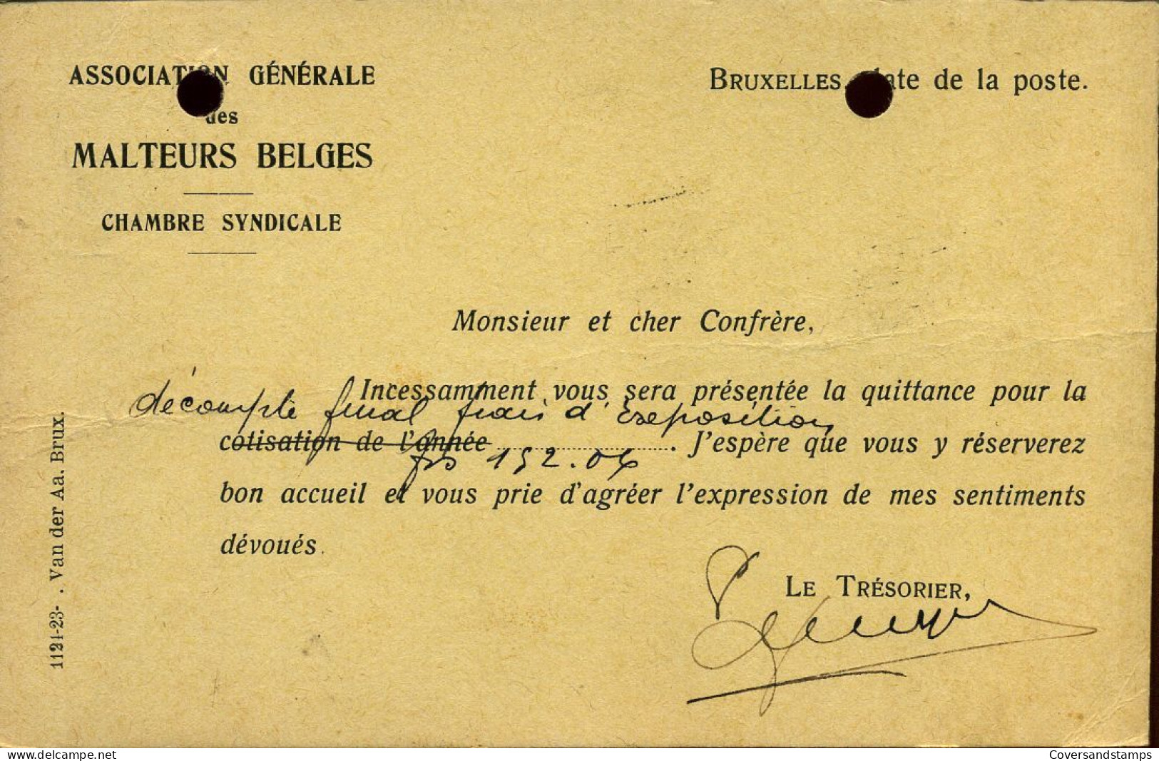 Postkaart -  Van Selzaete Naar Bruges -- "Association Générale Des Malteurs Belges" - Cartes Postales 1934-1951