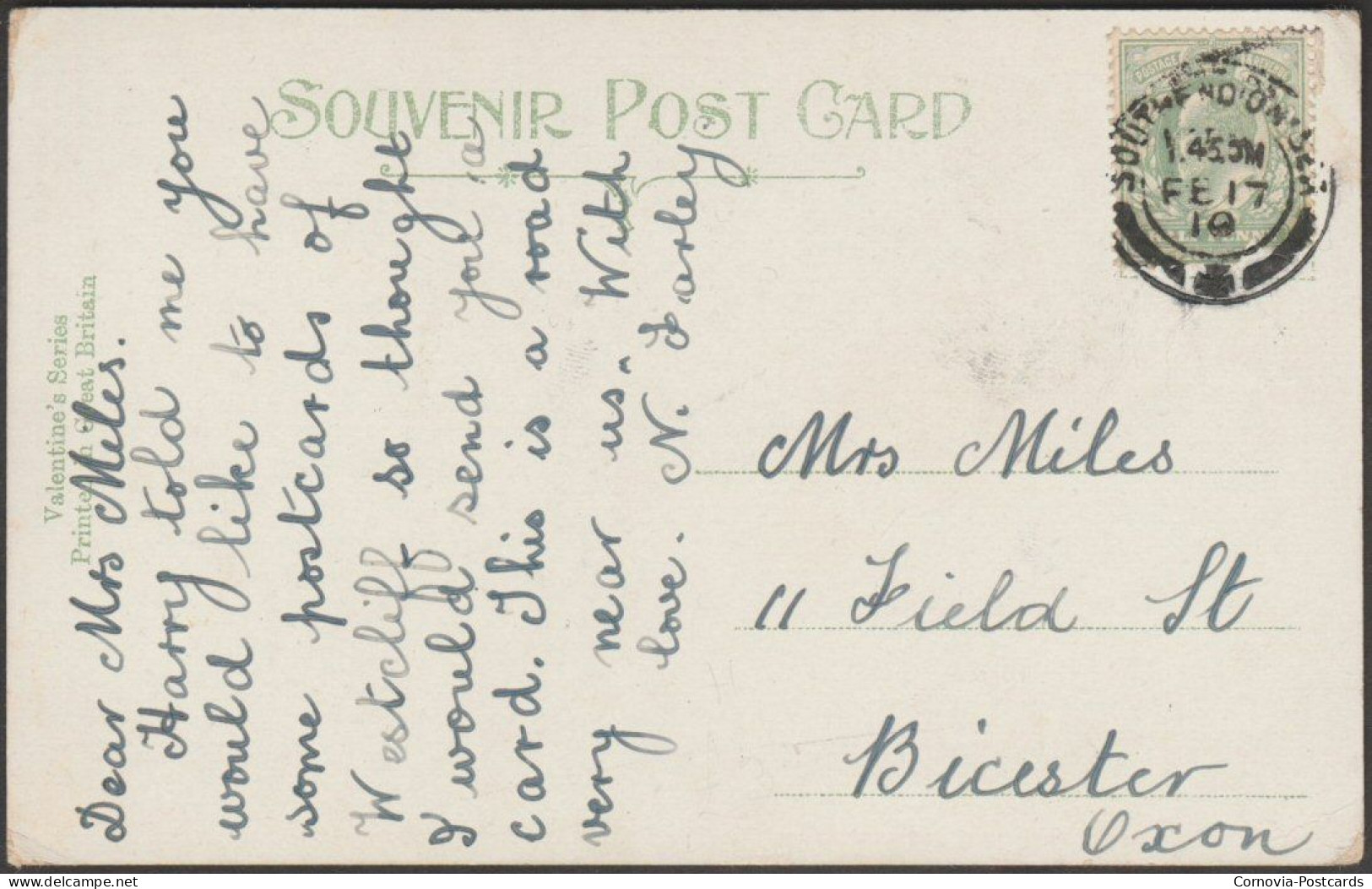 Palmeira Avenue, Westcliff-on-Sea, Essex, 1910 - Valentine's Postcard - Southend, Westcliff & Leigh